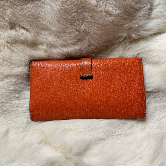 Hermes Bearn tri-fold leather wallet orange gold hardware - Picture 2 of 16